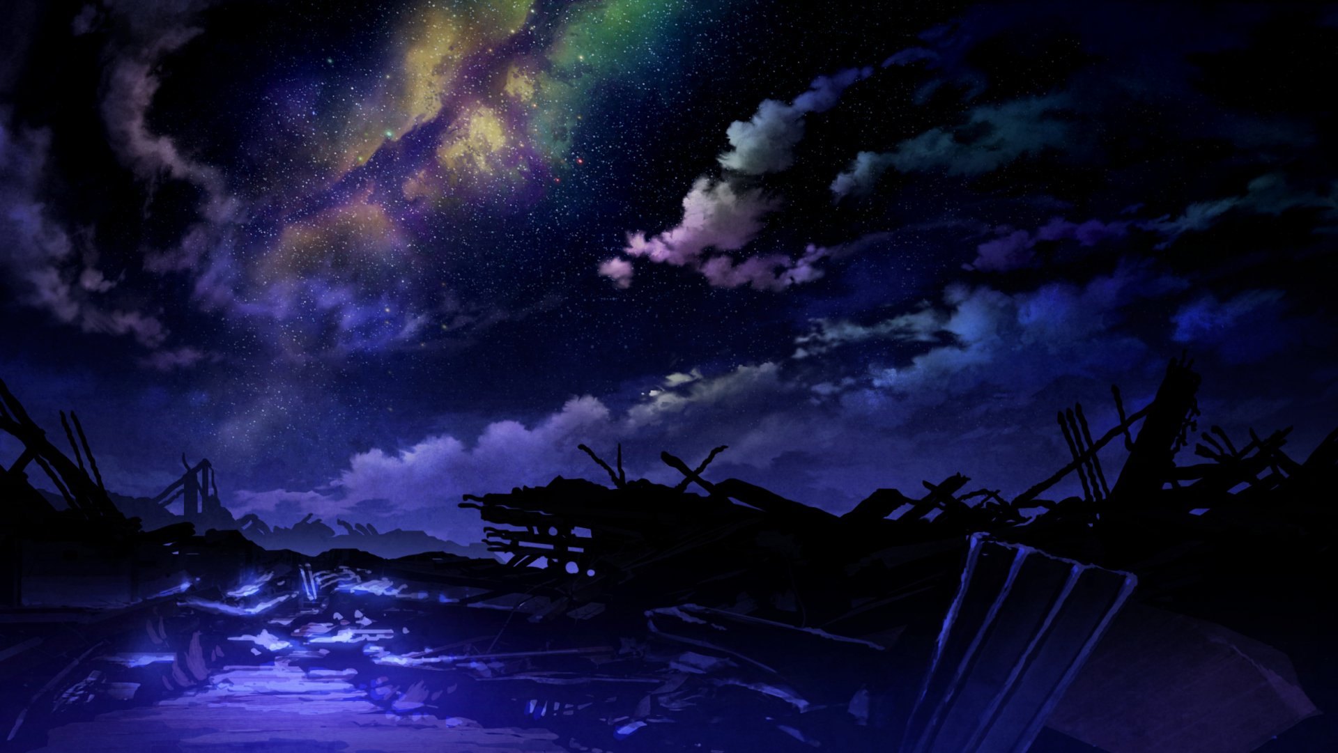 Download Sky Star Cloud Night Anime Original HD Wallpaper