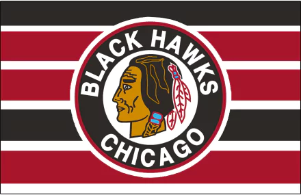 HD desktop wallpaper featuring the Chicago Blackhawks logo on a red and black striped background, representing the sports team with bold colors and clear design.