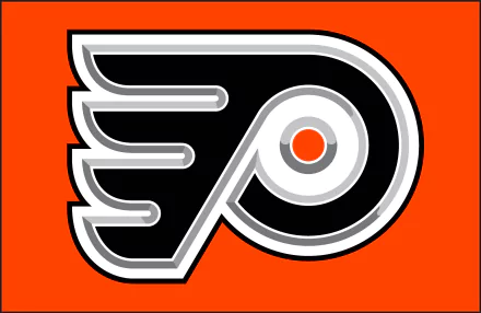 HD PC desktop wallpaper featuring the Philadelphia Flyers logo on a bright orange background, representing the sports team branding.
