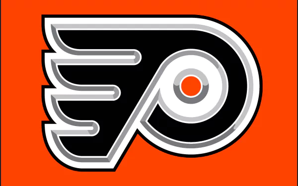 HD PC desktop wallpaper featuring the Philadelphia Flyers logo on a bright orange background, representing the sports team branding.