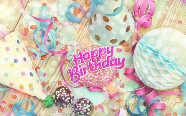 Holiday Birthday Happy Birthday Cake Colors Colorful Ribbon Confetti HD Wallpaper | Background Image