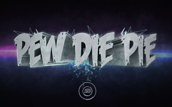 HD desktop wallpaper featuring stylized text PEWDIEPIE on a cosmic background with a subtle logo beneath.