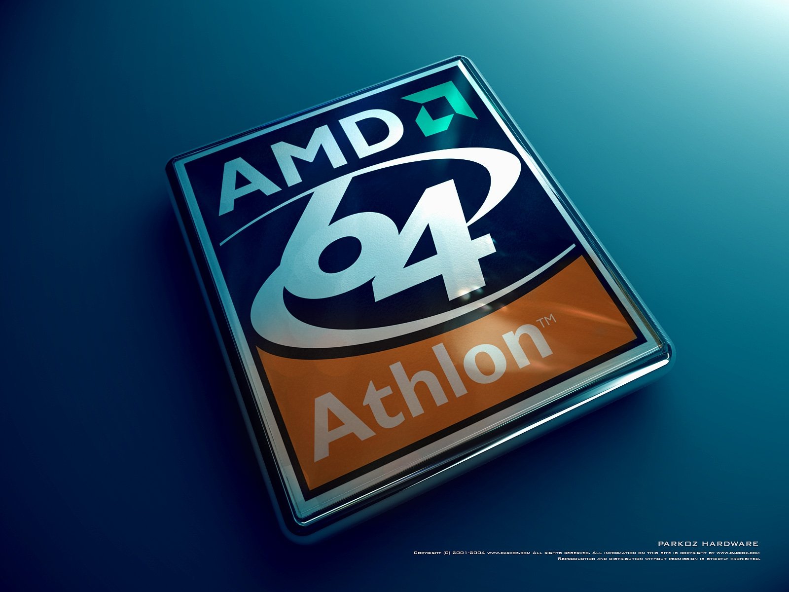 HD desktop wallpaper featuring a close-up of the AMD Athlon 64 logo, highlighting technology and high-performance computing.