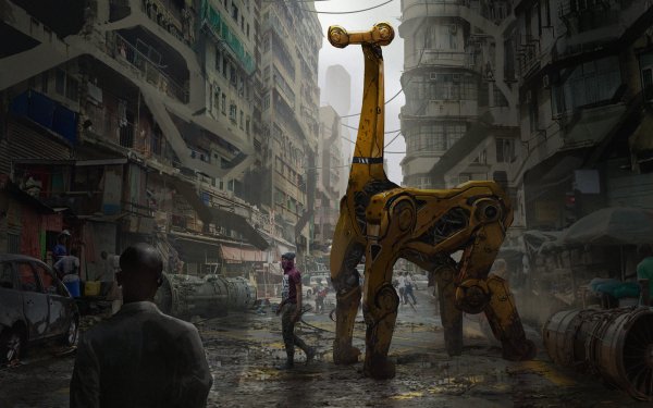 Sci Fi Robot People City Building Futuristic HD Wallpaper | Background Image