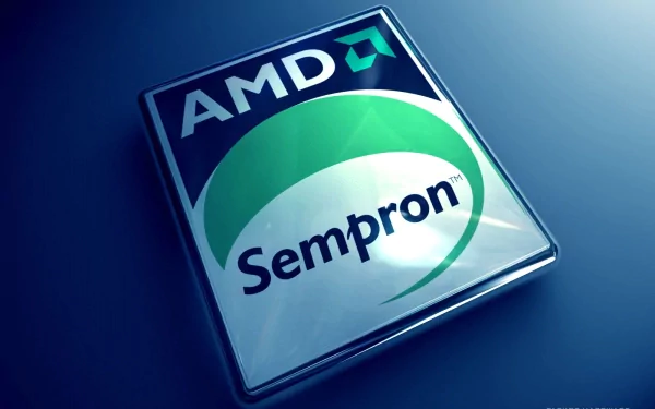 An HD desktop wallpaper featuring the AMD Sempron logo, showcasing a modern and vibrant design that highlights the technology behind AMD's processor line.