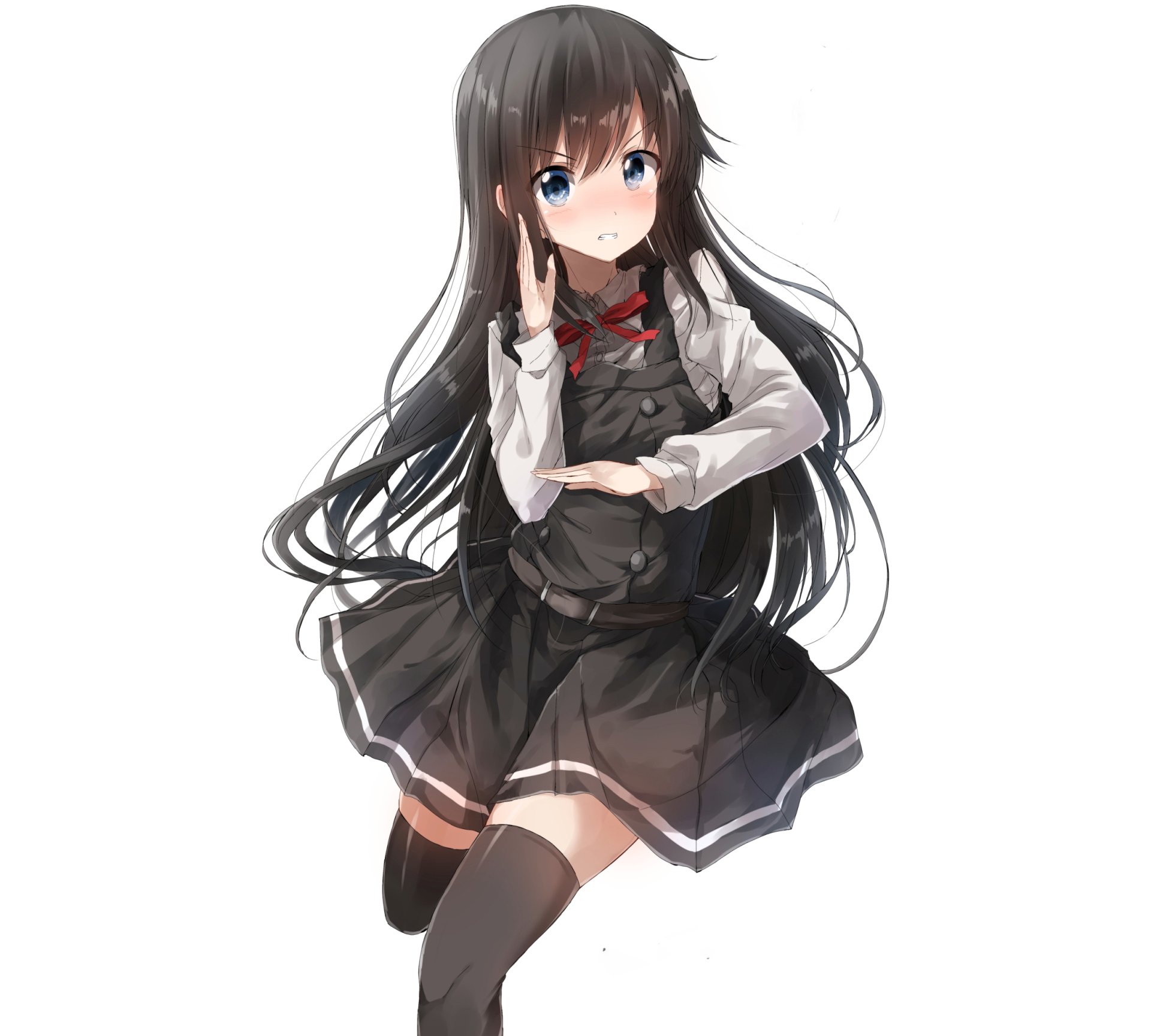 Download Blue Eyes Black Hair Long Hair School Uniform Asashio (kancolle) Anime Kantai Collection HD Wallpaper by ぺんたごん