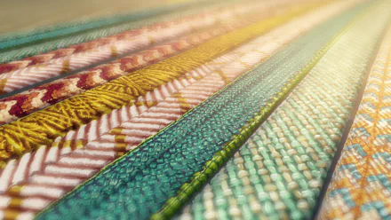 HD anime desktop wallpaper from Your Name. featuring close-up woven fabric patterns in vibrant colors arranged in diagonal stripes.