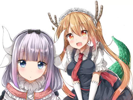 Tohru and Kanna Kamui from Miss Kobayashi's Dragon Maid featured in a vibrant 4K Ultra HD anime desktop wallpaper.