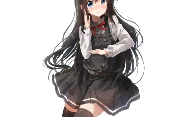 blue eyes black hair long hair school uniform Asashio (kancolle) Anime Kantai Collection HD Desktop Wallpaper | Background Image