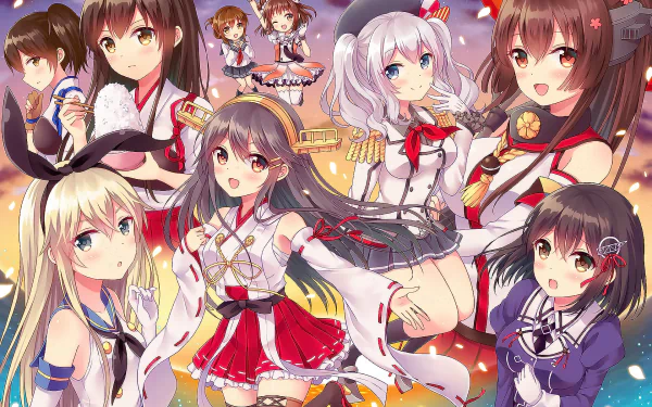 Naka (Kancolle) Inazuma (Kancolle) Akagi (Kancolle) Kaga (Kancolle) Kongou (Kancolle) Kashima (Kancolle) Shimakaze (Kancolle) Yamato (Kancolle) Anime Kantai Collection HD Desktop Wallpaper | Background Image