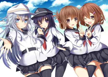 Akatsuki (KanColle) Ikazuchi (Kancolle) Inazuma (Kancolle) Hibiki (Kancolle) Anime Kantai Collection HD Desktop Wallpaper | Background Image