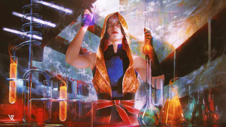 chemistry scientist green eyes fantasy woman HD Desktop Wallpaper | Background Image