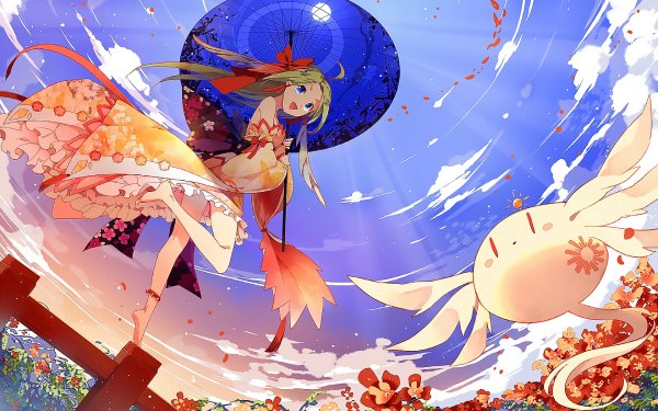 Anime Original Umbrella Creature Sun Japanese Clothes HD Wallpaper | Background Image
