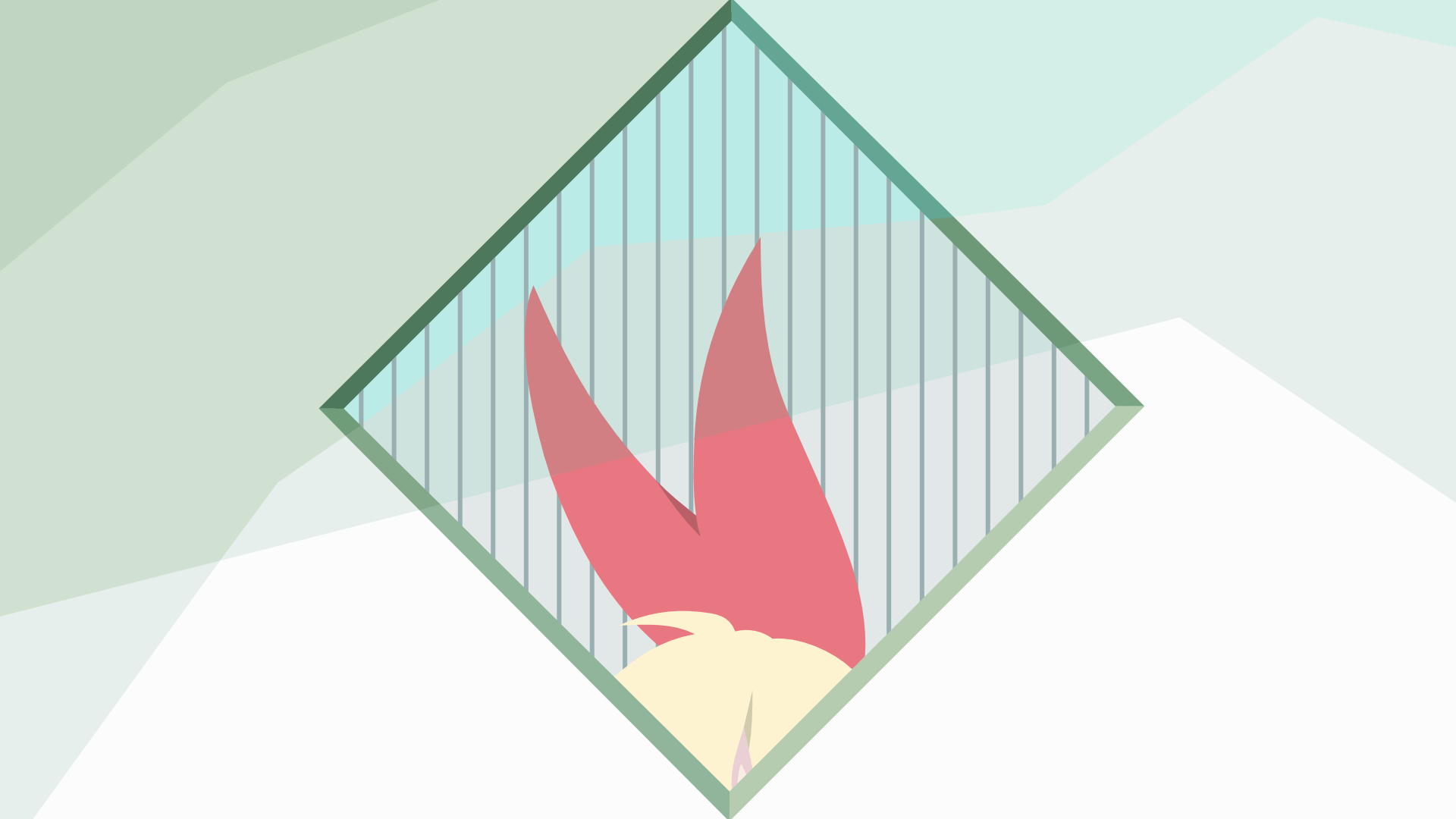 Anime Nisekoi HD PC desktop wallpaper showing red-and-blond hair peeking through a diamond frame against a soft pastel background