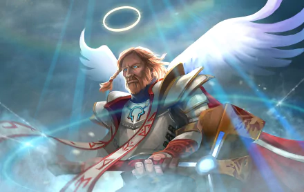 beard armor hammer angel warrior Purist Thunderwrath video game DotA 2 HD Desktop Wallpaper | Background Image