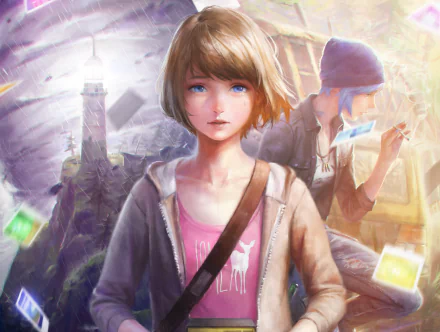 HD PC desktop wallpaper featuring Chloe Price and Max Caulfield from the video game Life Is Strange, showcasing a blend of emotional and surreal elements.