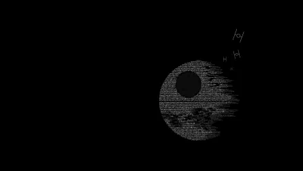 4K Ultra HD Star Wars desktop wallpaper featuring the Death Star and TIE Fighters against a black background in a striking sci-fi design.