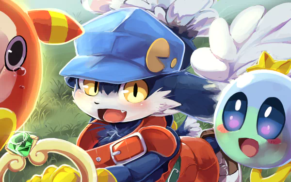 HD PC desktop wallpaper featuring Klonoa, the character from the Klonoa video game series, set in a vibrant, colorful environment.