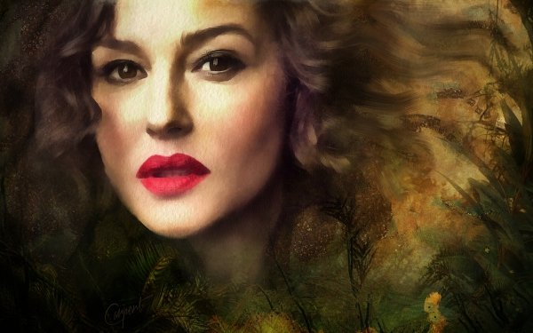 Celebrity Monica Bellucci Actress Italian Face Painting Lipstick Brunette HD Wallpaper | Background Image