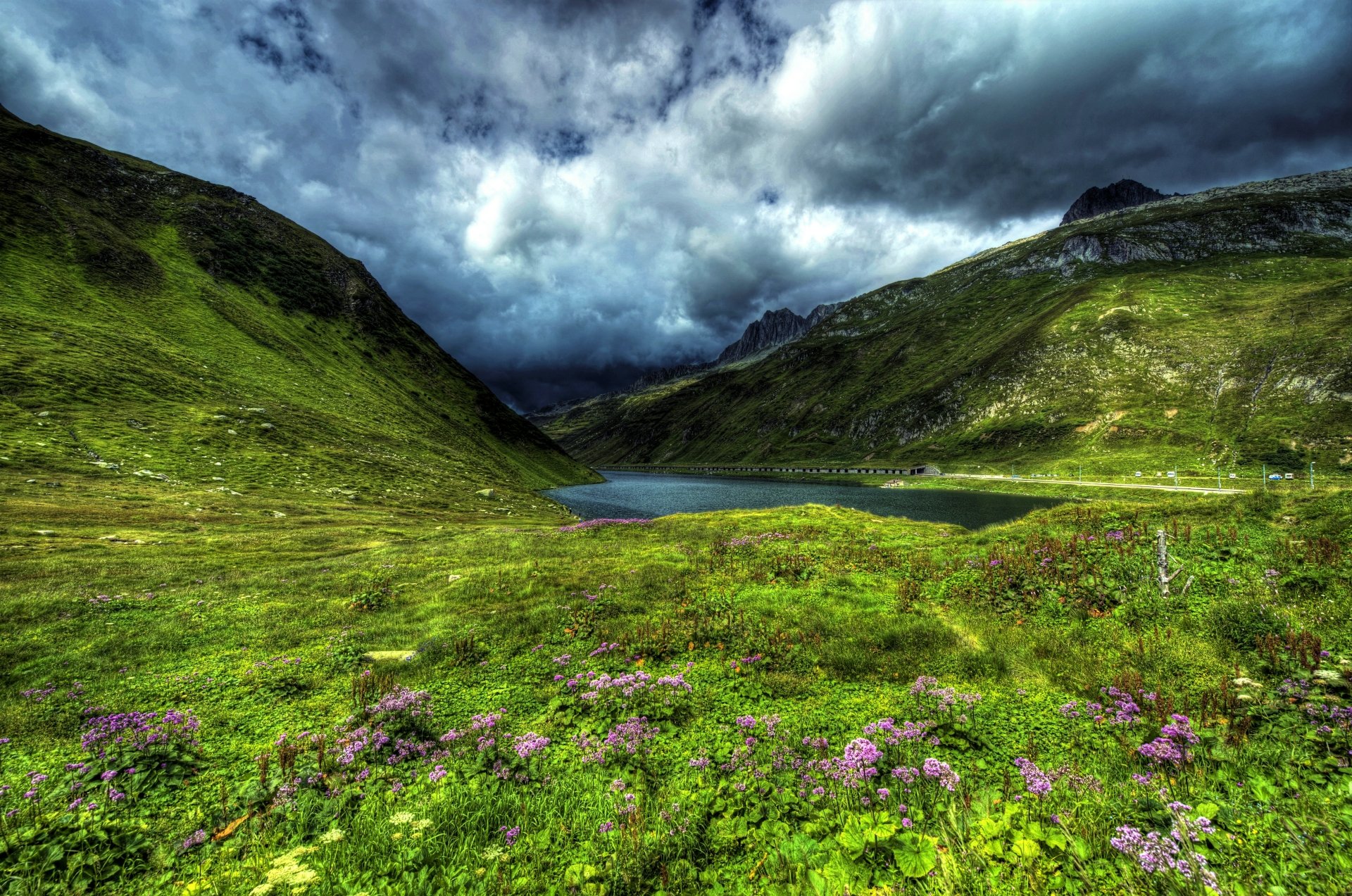 Download Cloud Sky Spring Flower Field Mountain Nature Lake 4k Ultra HD ...