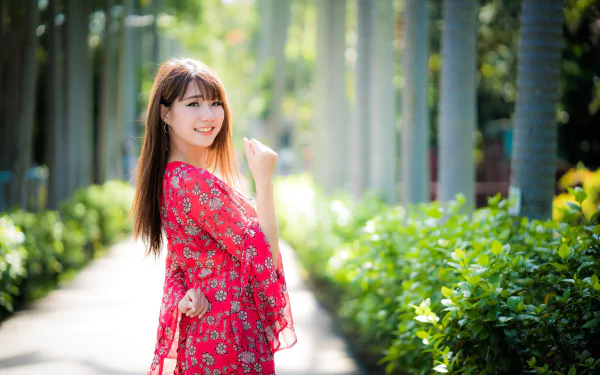 depth of field smile brunette model woman asian HD Desktop Wallpaper | Background Image