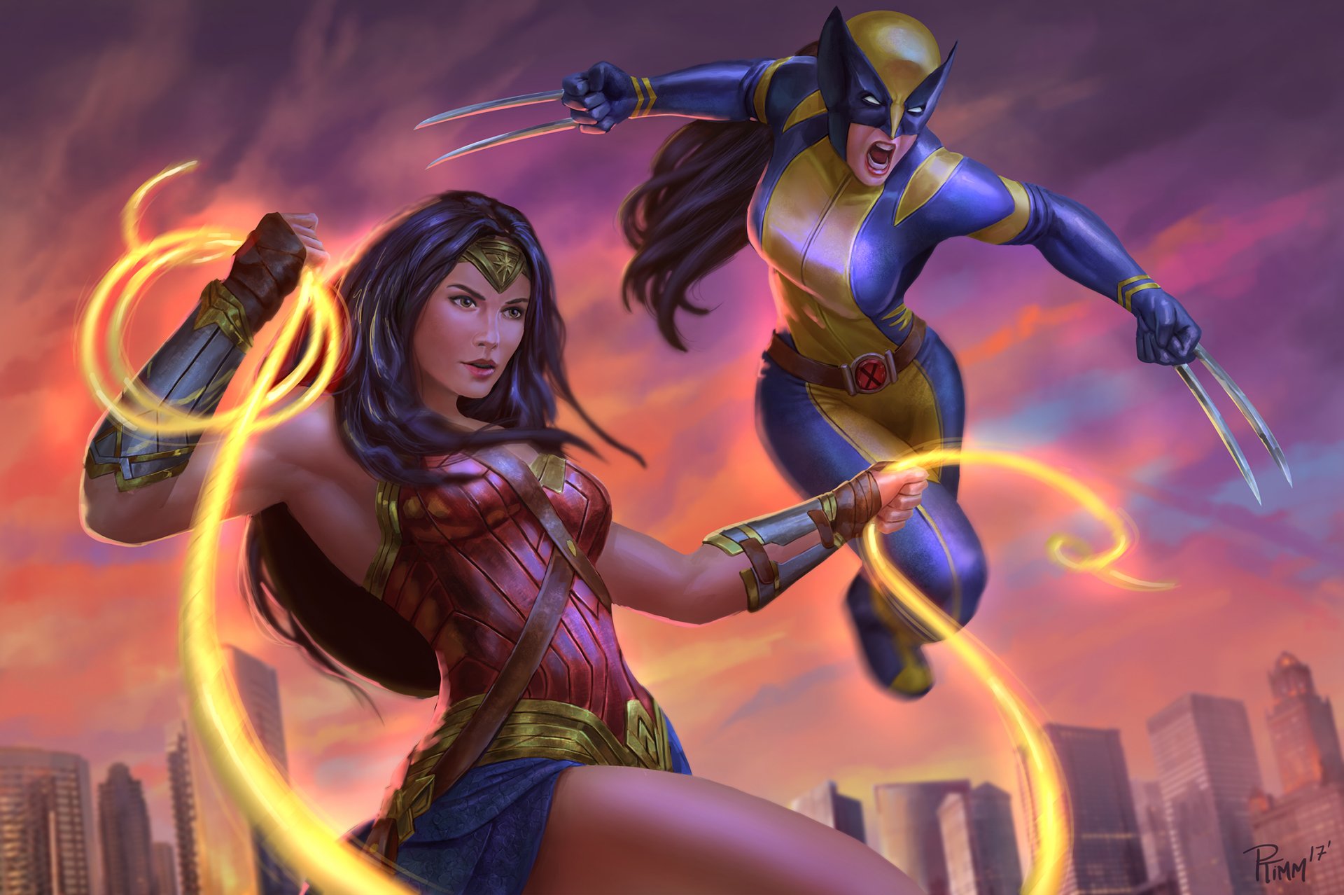 HD Wallpaper: X-23 and Wonder Woman in Epic Crossover Action by Andy ...