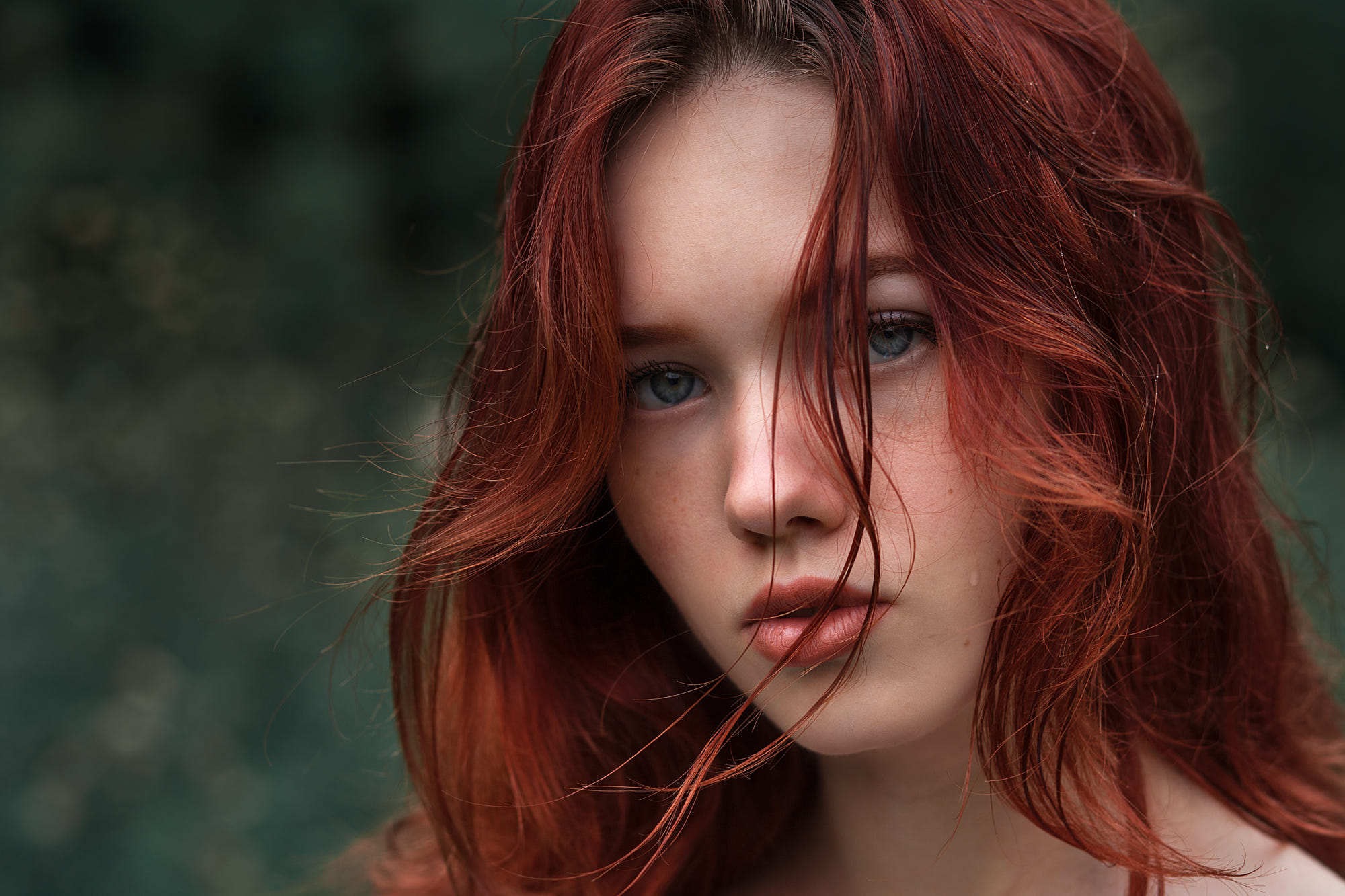 Download Blue Eyes Redhead Model Woman Face Hd Wallpaper