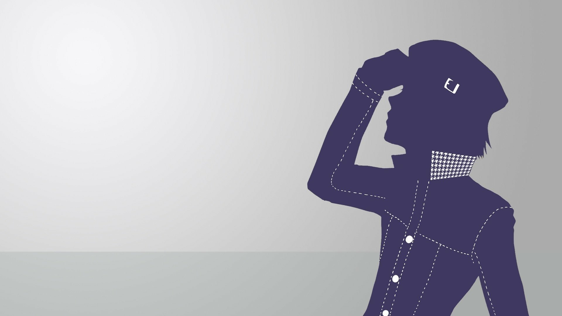 Silhouetted HD PC desktop wallpaper of Naoto Shirogane from the video game Persona 4, featuring a minimalist design with shades of blue and gray.