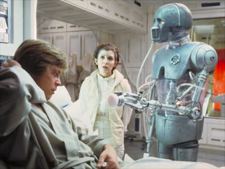 2-1B surgical droid Princess Leia Organa Carrie Fisher Mark Hamill Luke Skywalker movie Star Wars Episode V: The Empire Strikes Back HD Desktop Wallpaper | Background Image