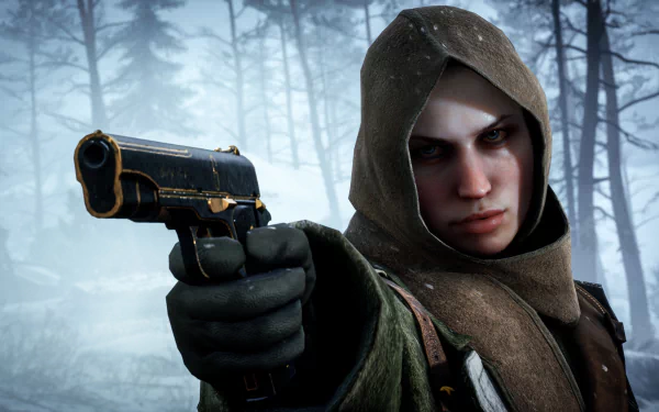 handgun pistol winter blue eyes hood video game Battlefield 1 HD Desktop Wallpaper | Background Image