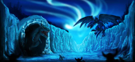 aurora australis blue dragon Tyrannosaurus Rex night fantasy battle HD Desktop Wallpaper | Background Image