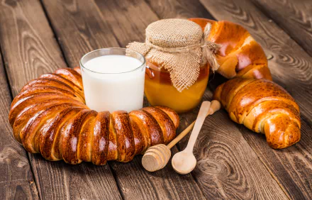 viennoiserie breakfast milk food croissant HD Desktop Wallpaper | Background Image