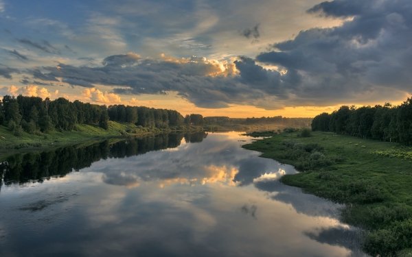Nature River Reflection Landscape Cloud HD Wallpaper | Background Image