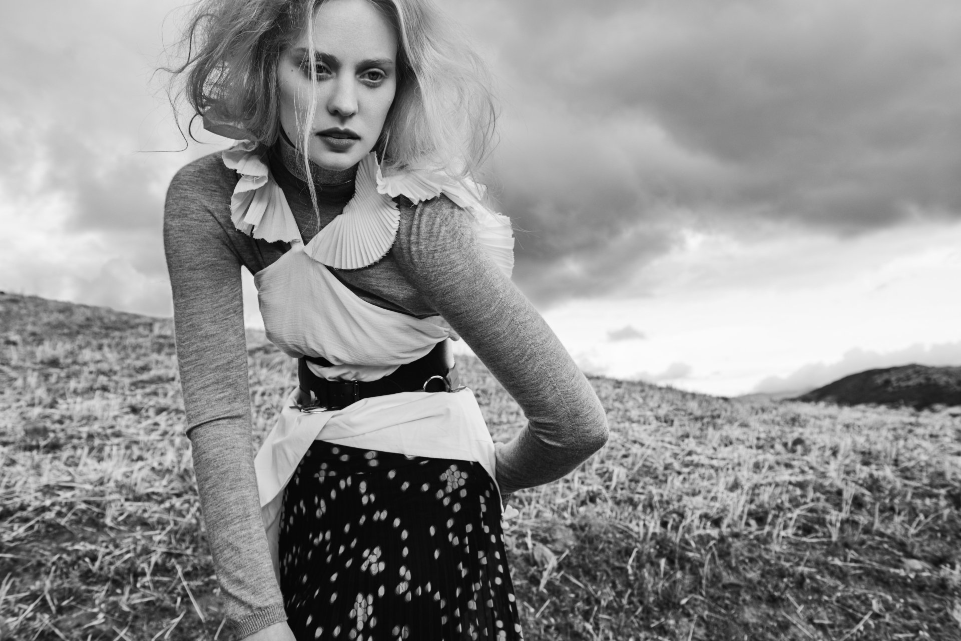Download Black & White Monochrome Celebrity Deborah Ann Woll 4k Ultra HD Wallpaper