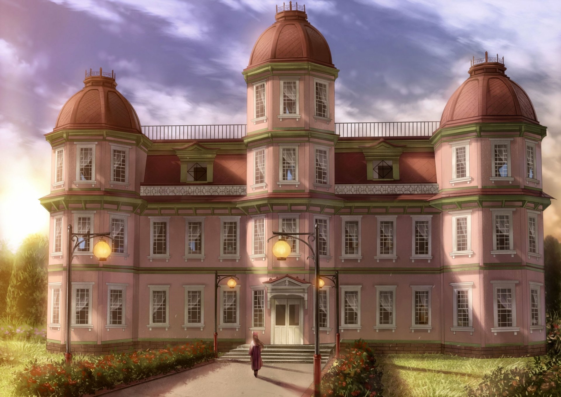 Download Building House Mansion Anime Original HD Wallpaper by あさば