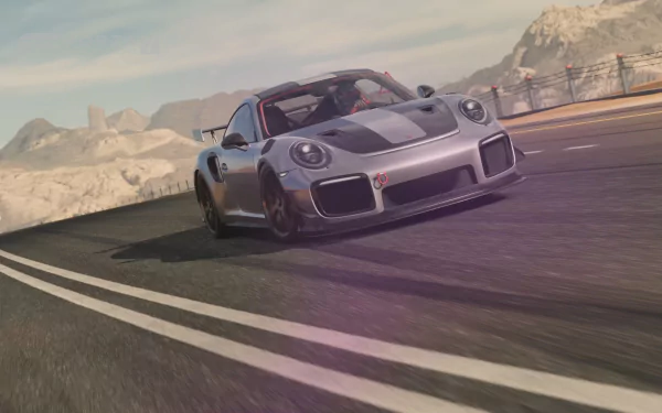 Silver Porsche 911 racing on a mountain road in Forza Motorsport 7, captured in 4K Ultra HD for a PC desktop wallpaper.