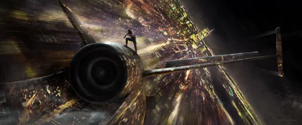 A dynamic HD wallpaper featuring Spider-Man from the movie Spider-Man: Homecoming, showcasing an exhilarating scene with the city skyline and motion blur.