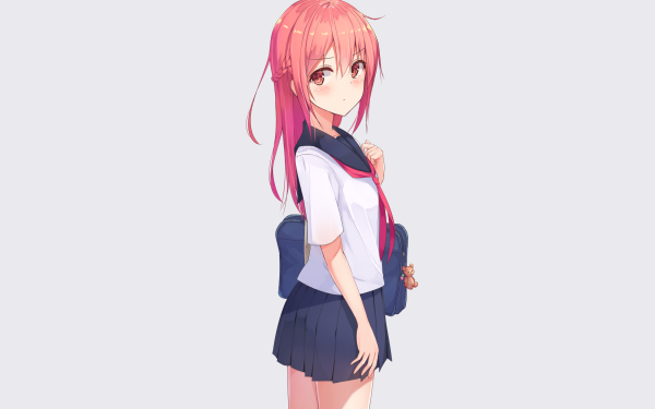 Anime Original Pink Hair Long Hair Schoolgirl School Uniform HD Wallpaper | Background Image