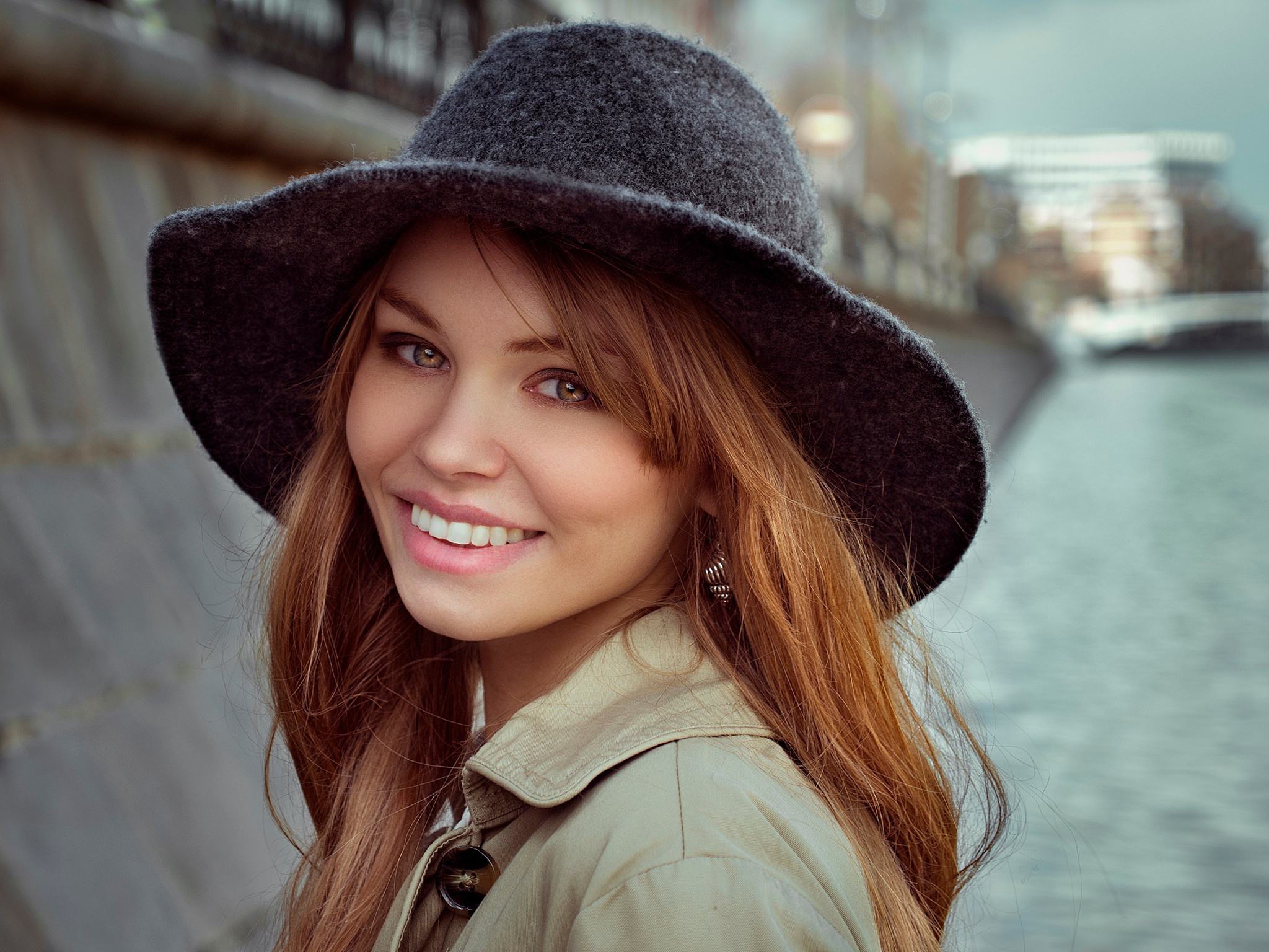 Download Hat Depth Of Field Russian Model Face Smile Woman Anastasiya ...