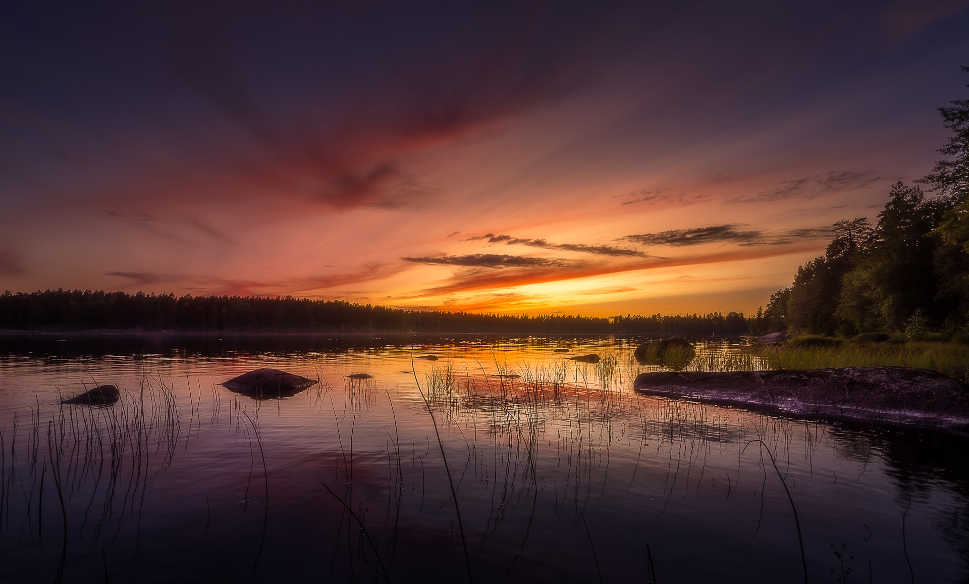 Download Sky Lake Nature Sunrise HD Wallpaper