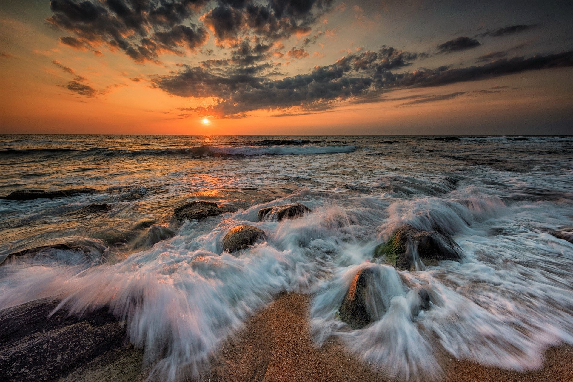 Download Horizon Sky Cloud Sea Ocean Nature Sunset HD Wallpaper