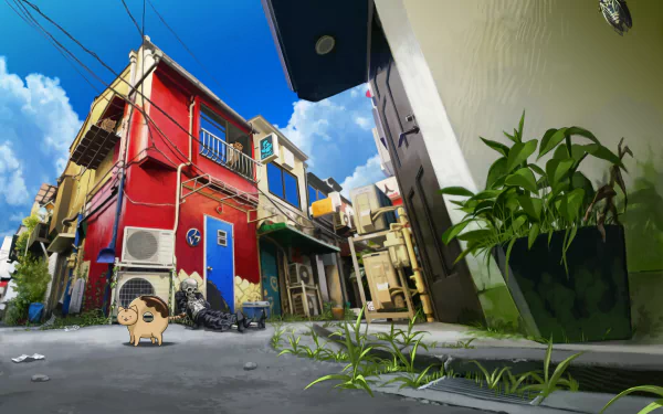 anime cat anime city HD Desktop Wallpaper | Background Image