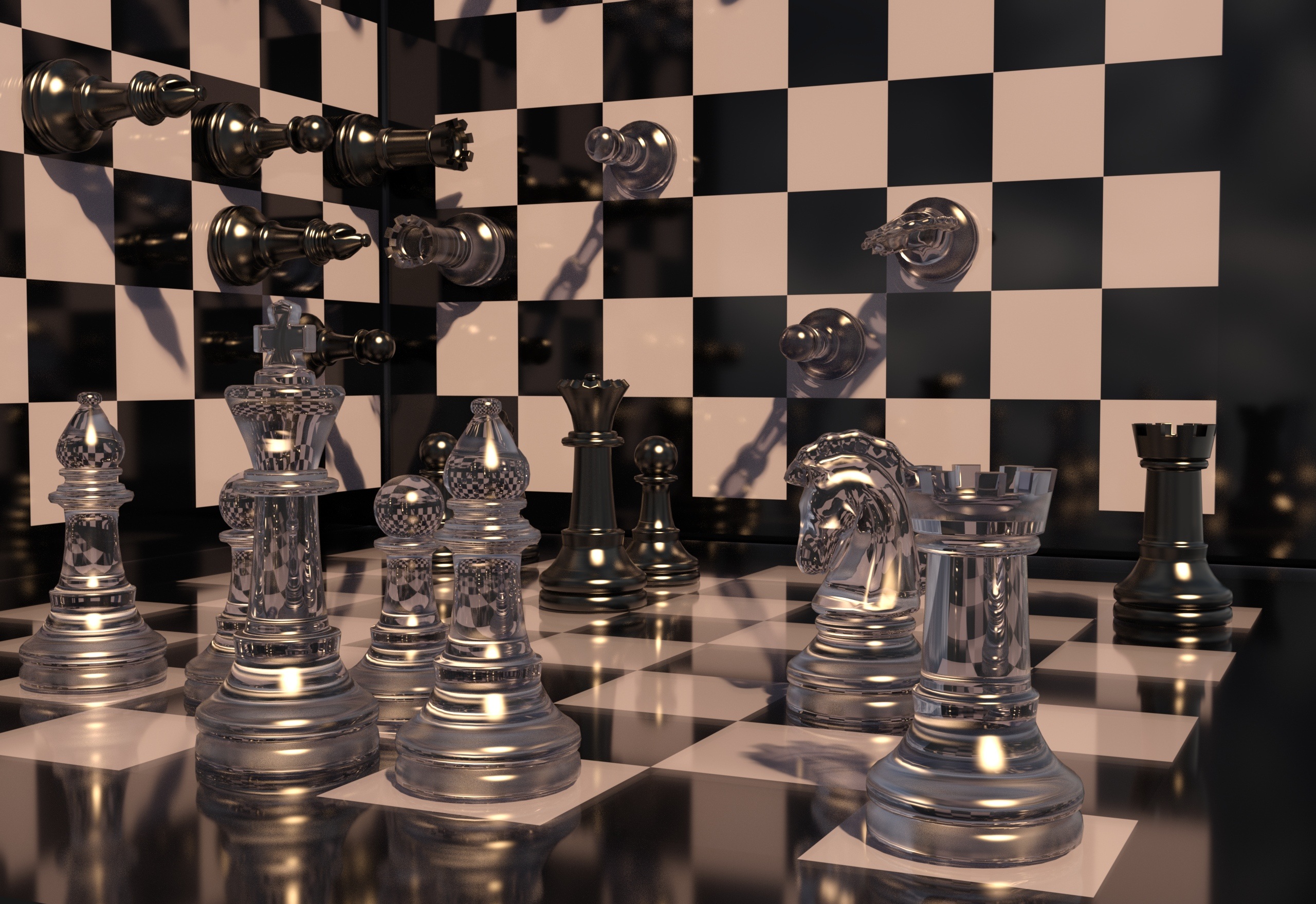 Chess board and chess pieces by Devanath