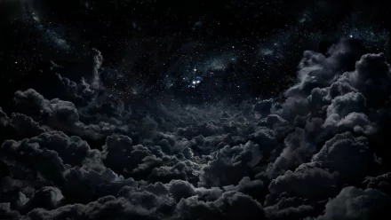 HD desktop wallpaper of a night sky filled with stars and dramatic clouds, showcasing the beauty of nature.