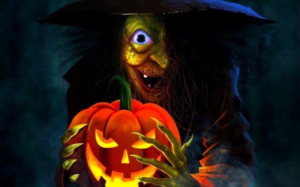Holiday Halloween Witch Jack-O'-Lantern HD Wallpaper | Background Image