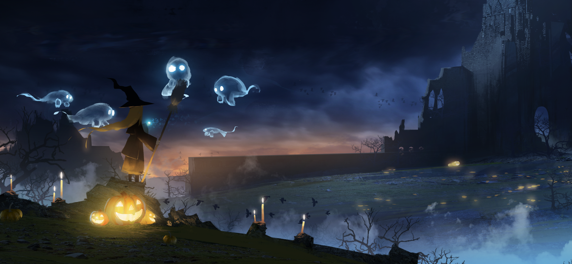 Enchanted halloween night hd wallpaper by id