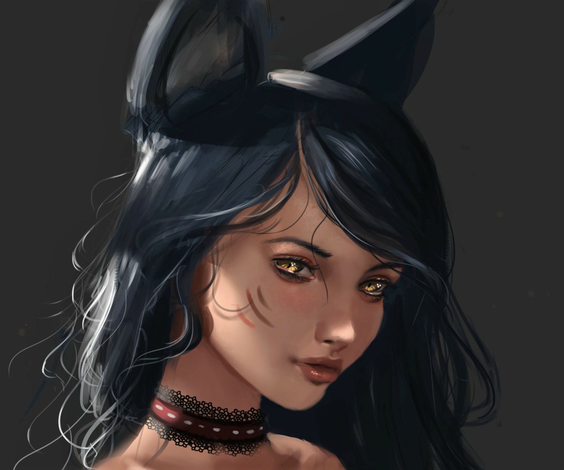 Download Yellow Eyes Animal Ears Ahri (League Of Legends) Video Game ...