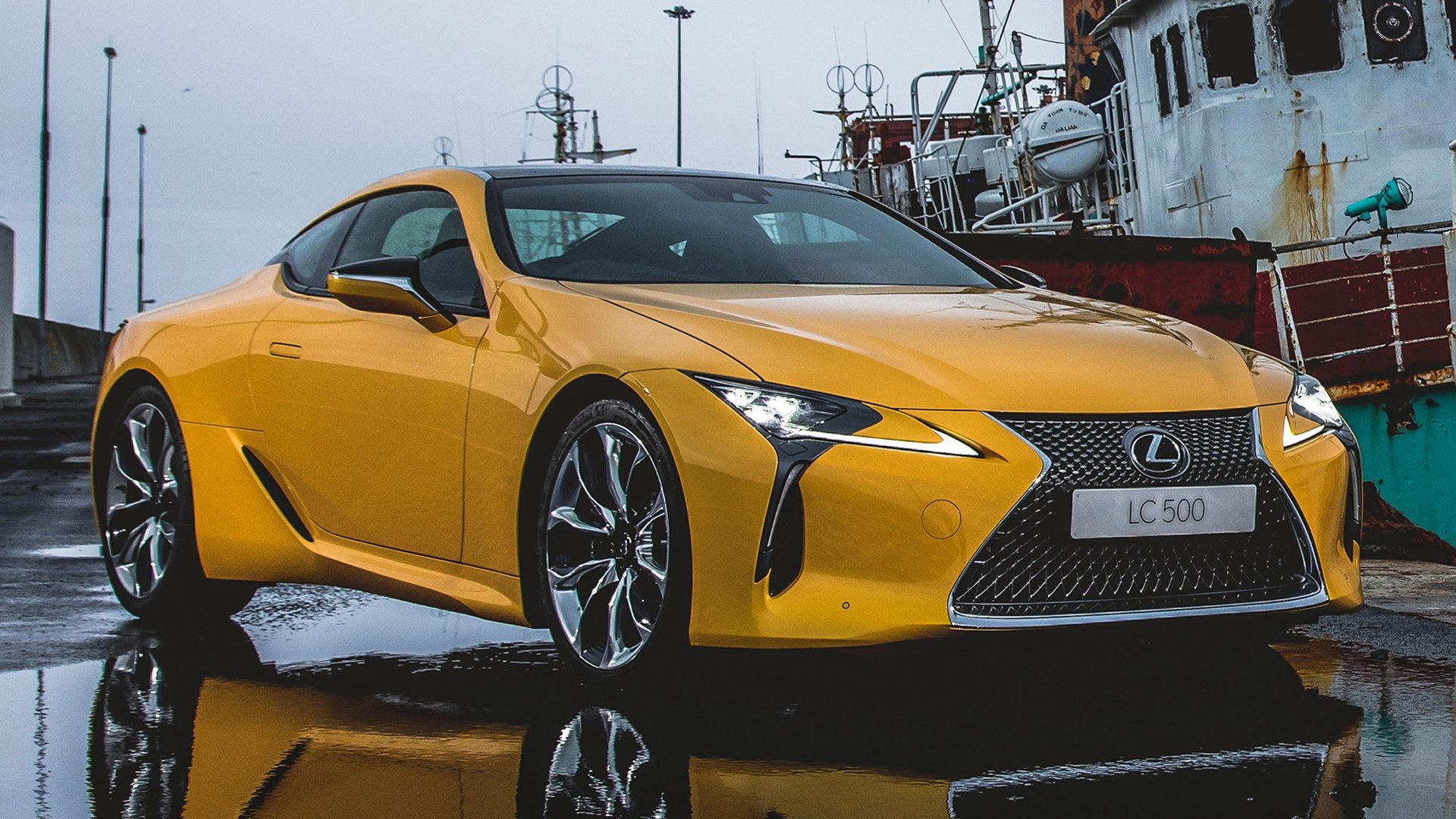 Download Yellow Car Coupé Grand Tourer Vehicle Lexus LC 500 HD Wallpaper