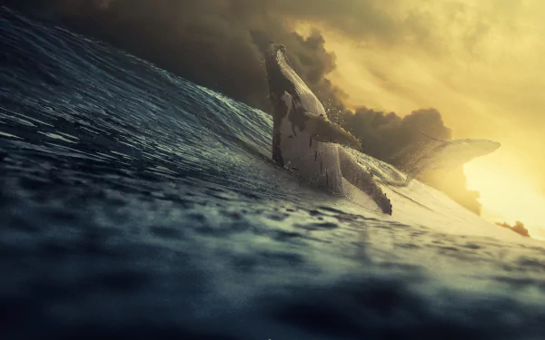 humpback whale breaching ocean Animal whale HD Desktop Wallpaper | Background Image