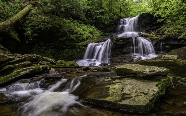 Earth Waterfall Waterfalls Nature Stream Greenery HD Wallpaper | Background Image